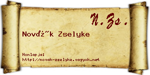 Novák Zselyke névjegykártya